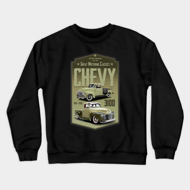 Chevy 3100 Classic 2 Crewneck Sweatshirt by hardtbonez